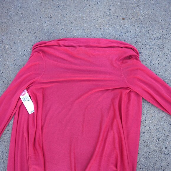 NWT DKNY Silk Cashmere Cardigan M/L Pink High-Low Open Front Cozy Knit $195 - Picture 15 of 16